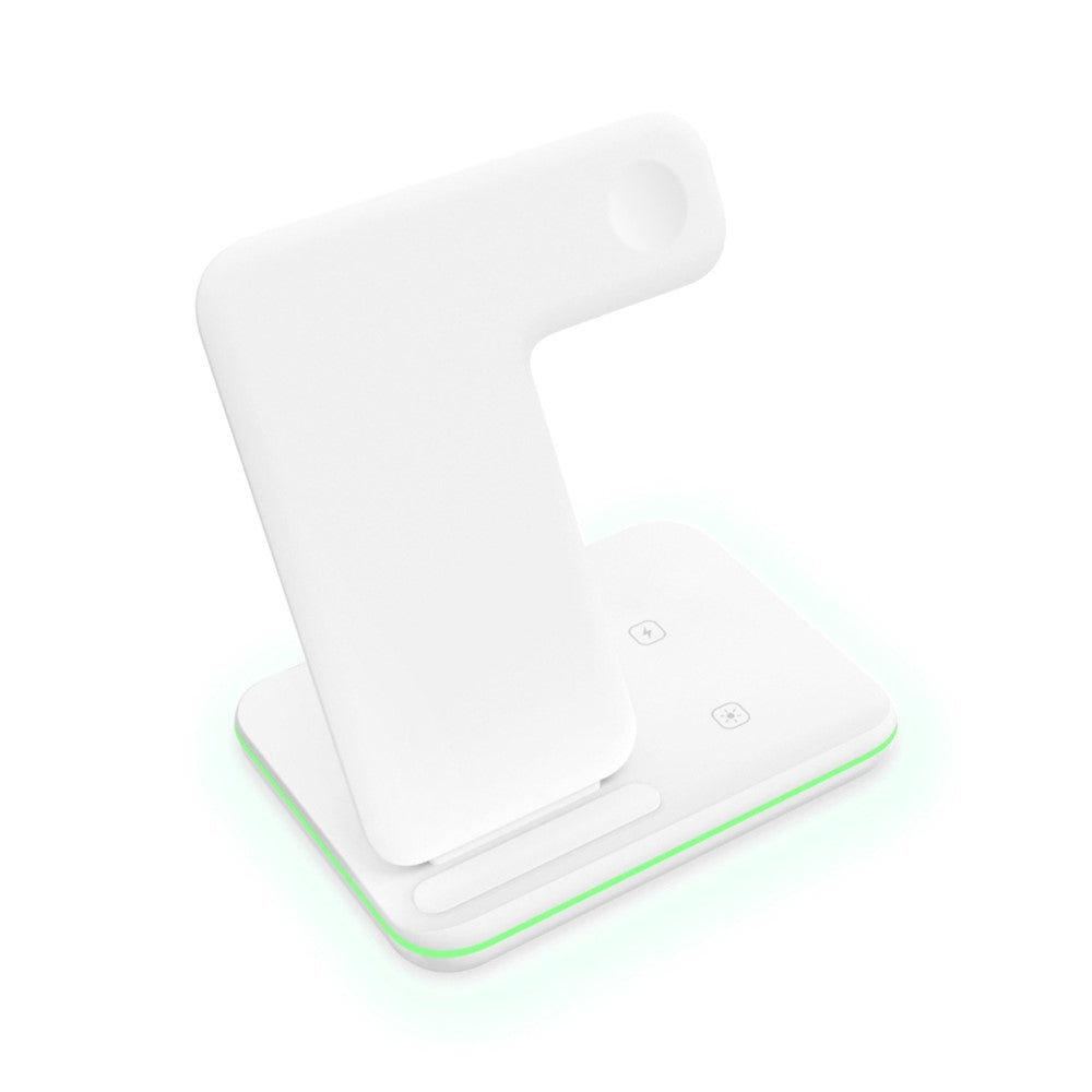 3-i-1 Skrivebord Vertikal 15W Trådløs Opladerstander til iPhone/Apple Watch/Airpods