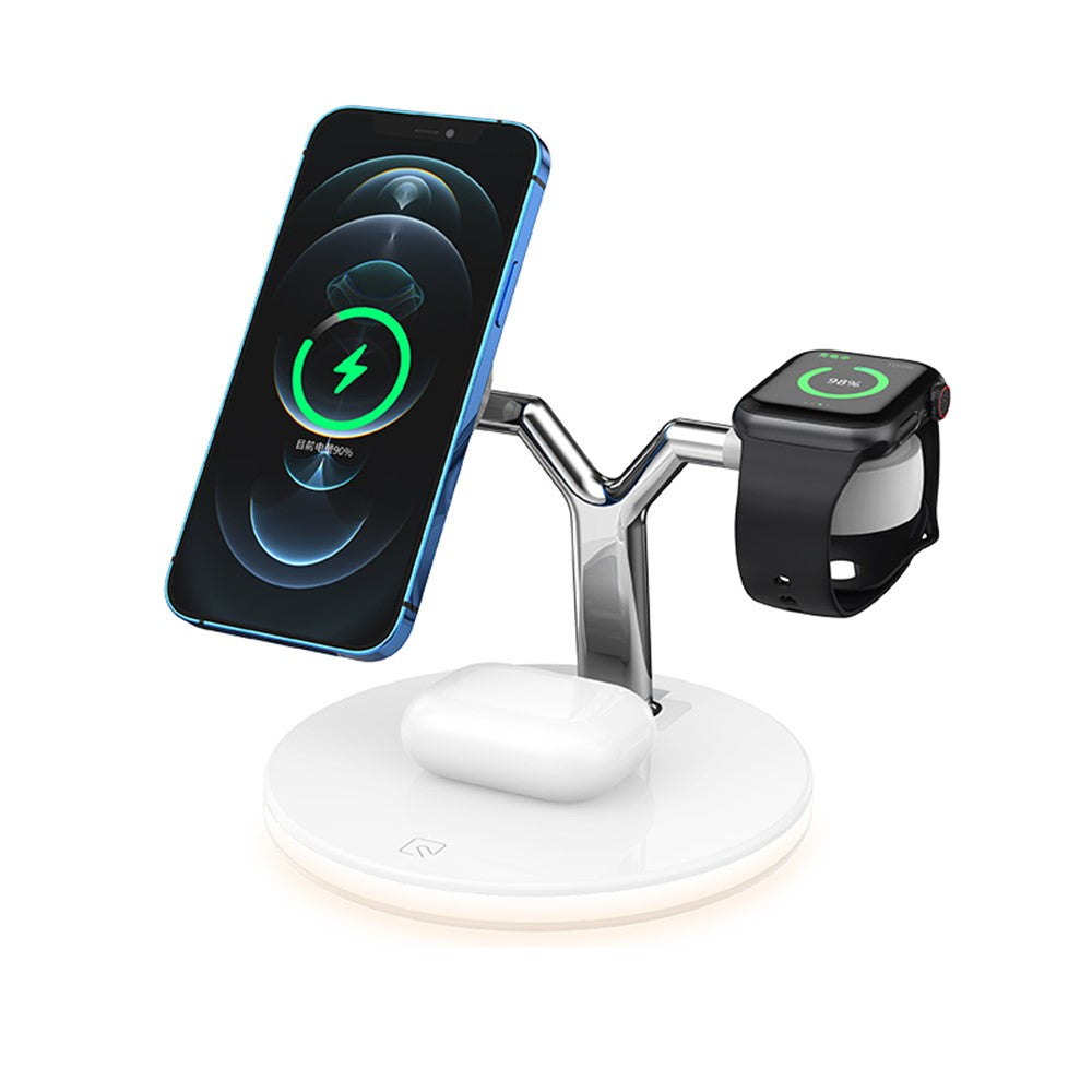 K3 3-in-1 Desktop Bracket Stand Magnetic Wireless Charger for Apple/Android Phones/Apple Watch/Airpods