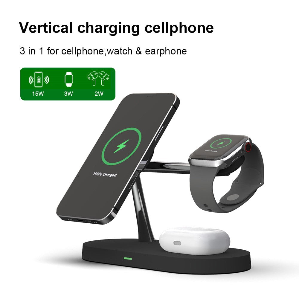 T268 5-i-1 magnetisk trådløs oplader til iPhone / Apple Watch / AirPods Opladningsstation