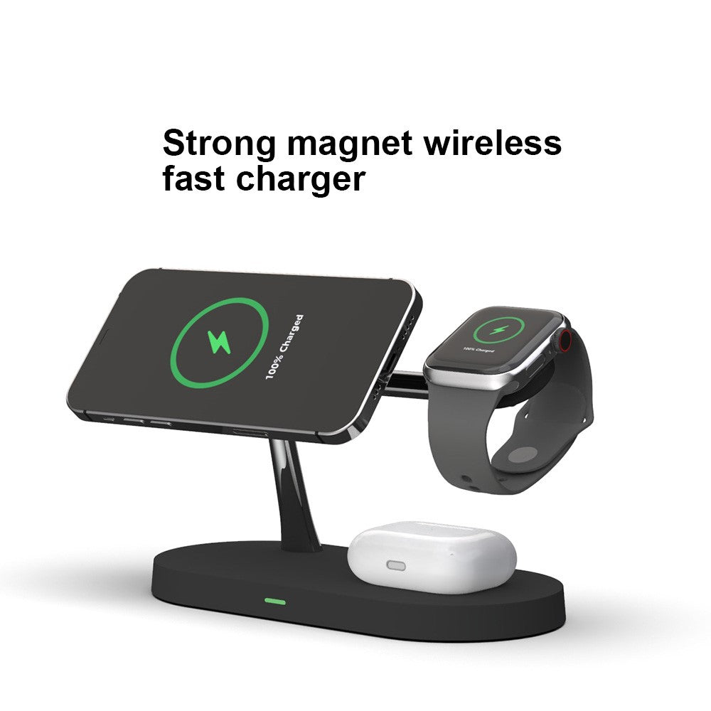 T268 5-i-1 magnetisk trådløs oplader til iPhone / Apple Watch / AirPods Opladningsstation