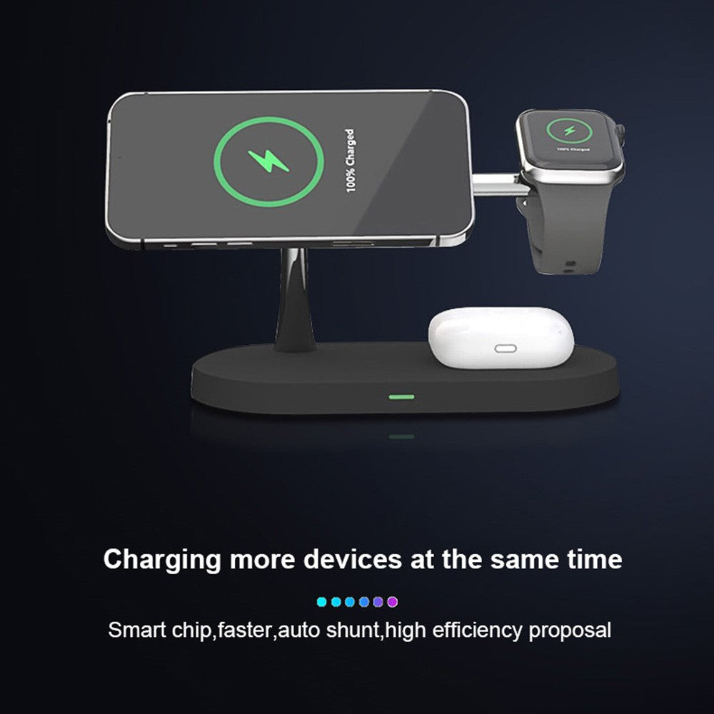 T268 5-i-1 magnetisk trådløs oplader til iPhone / Apple Watch / AirPods Opladningsstation