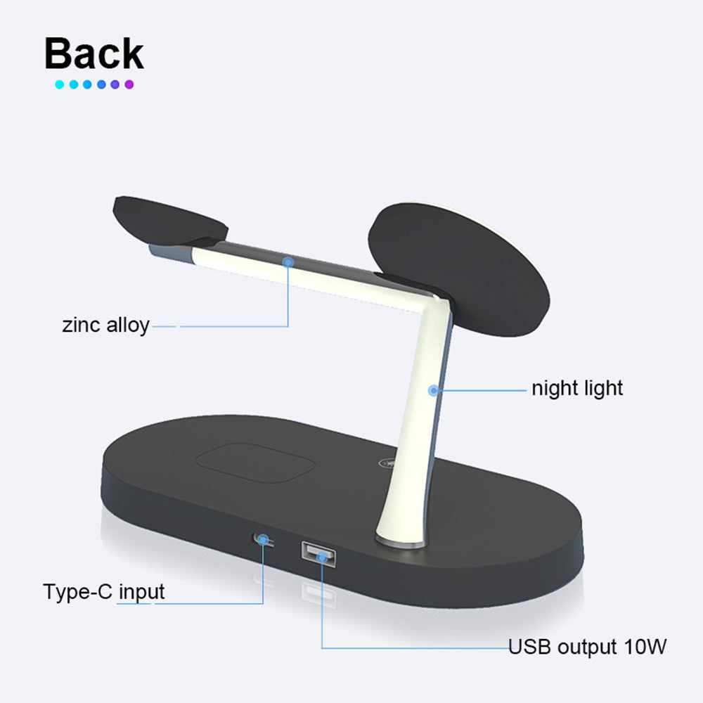 T268 5-i-1 magnetisk trådløs oplader til iPhone / Apple Watch / AirPods Opladningsstation