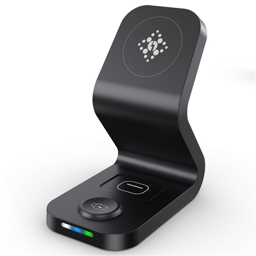 B16 15W 3-i-1 Qi magnetisk trådlös laddare, stationär snabbladdningsstation och docka för iPhone 12-serien, iWatch och AirPods Pro