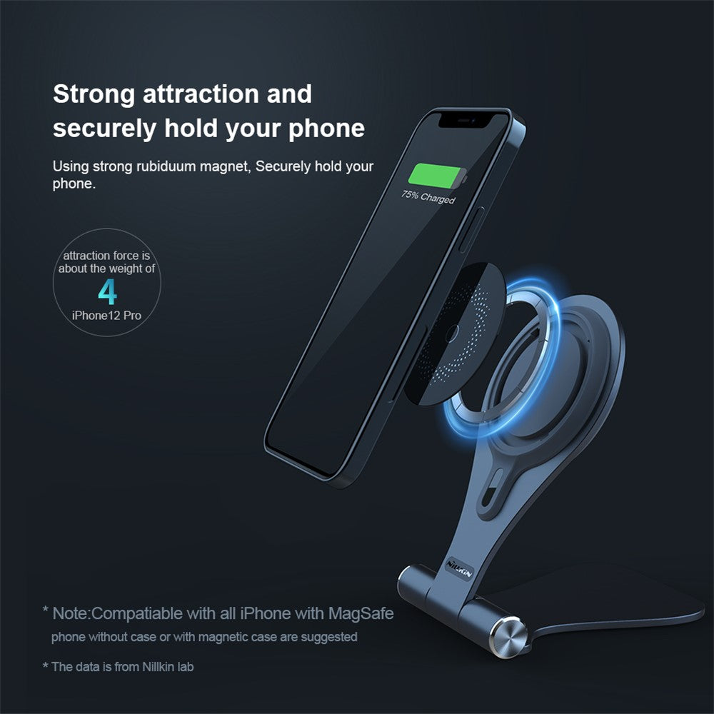 NILLKIN NKT11 Foldable Magnetic Wireless Fast Charger Phone Charging Stand Mount for iPhone
