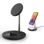 QX720 2-i-1 15W Hurtigopladende Magnetisk Trådløs Opladerstander til iPhone AirPods