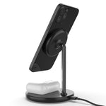 QX720 2-in-1 15W Fast Charging Magnetic Wireless Charger Stand for iPhone AirPods