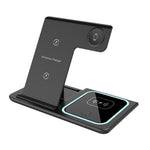 X455 Foldbar 3-i-1 15W Trådløs Oplader Desktop Qi Hurtigopladningsstander Dock til iPhone Android iWatch AirPods