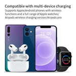 X455 Foldbar 3-i-1 15W Trådløs Oplader Desktop Qi Hurtigopladningsstander Dock til iPhone Android iWatch AirPods