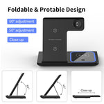 X455 Foldable 3-in-1 15W Wireless Charger Desktop Qi Fast Charging Stand Dock for iPhone Android iWatch AirPods