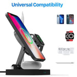 F22 15W 4-i-1 trådløs MagSafe-oplader til iPhone 12 / 13 / 14 / serie / Apple Watch / AirPods Pro / Apple Pencil Bærbar Opladerstander Multifunktionel Sammenfoldelig Opladerdock (CE)
