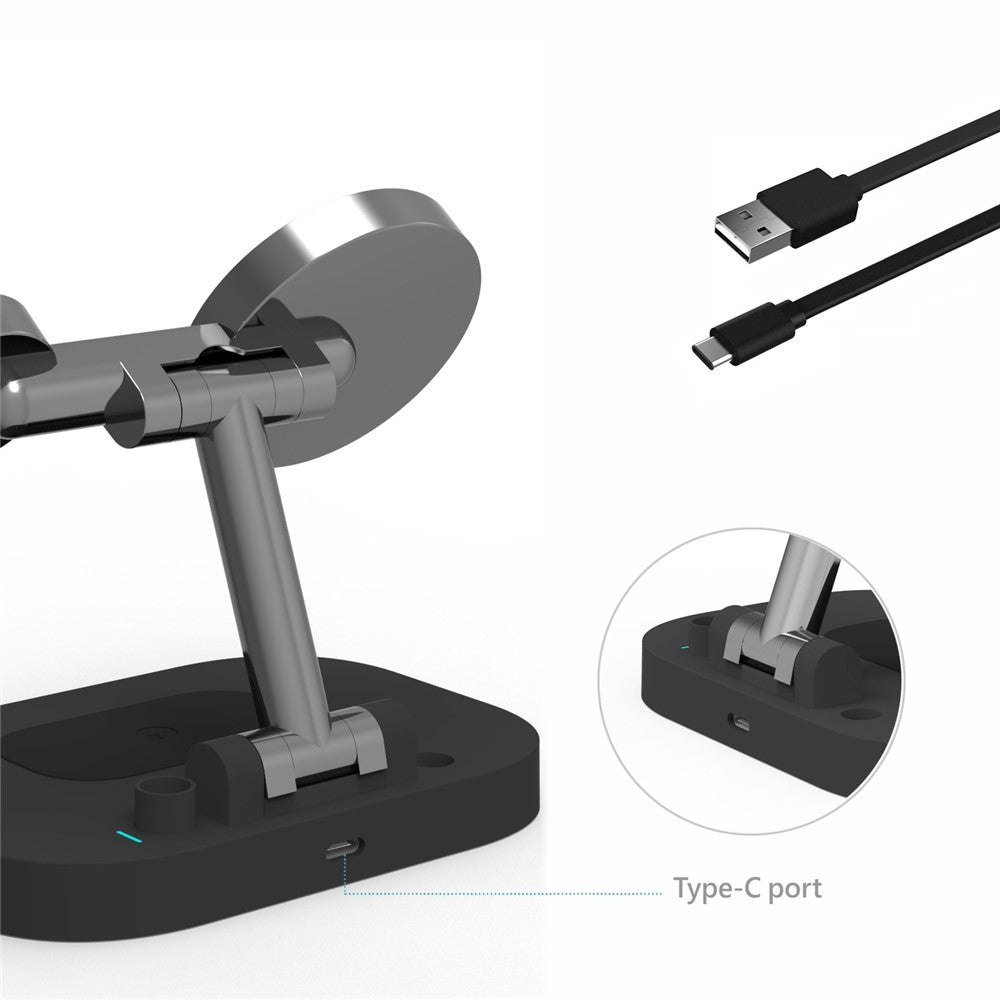 F22 15W 4-i-1 trådløs MagSafe-oplader til iPhone 12 / 13 / 14 / serie / Apple Watch / AirPods Pro / Apple Pencil Bærbar Opladerstander Multifunktionel Sammenfoldelig Opladerdock (CE)