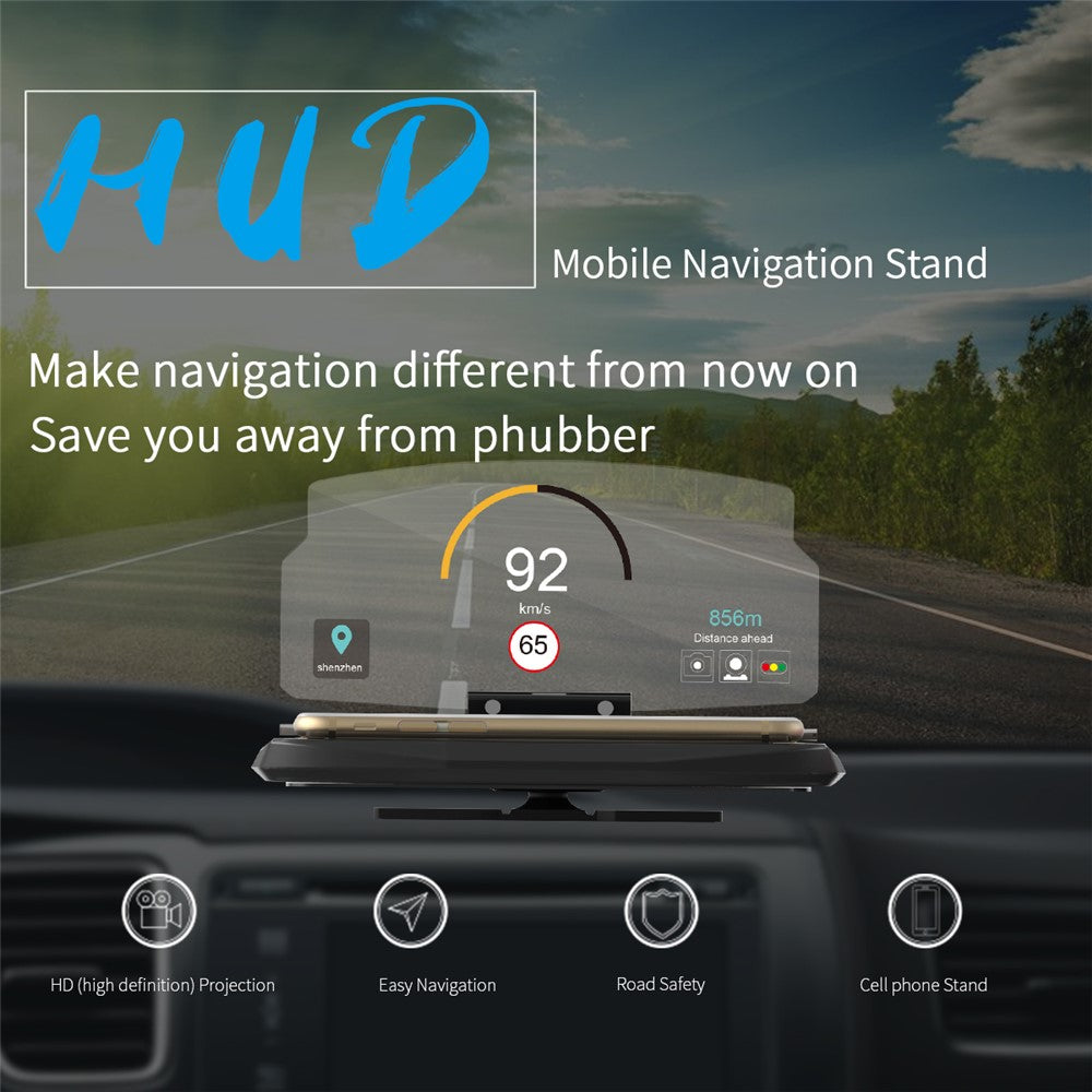 Bil Head Up Display HUD Bil Mobiltelefon GPS Navigation Billedreflektorholder