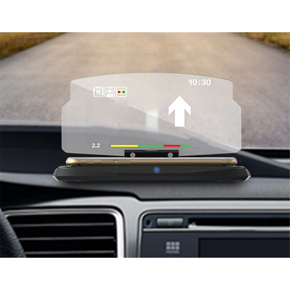 5W Qi Wireless Charger + Heads up Car Navigation Image Reflector HUD 2-in-1 Design for iPhone Samsung Huawei