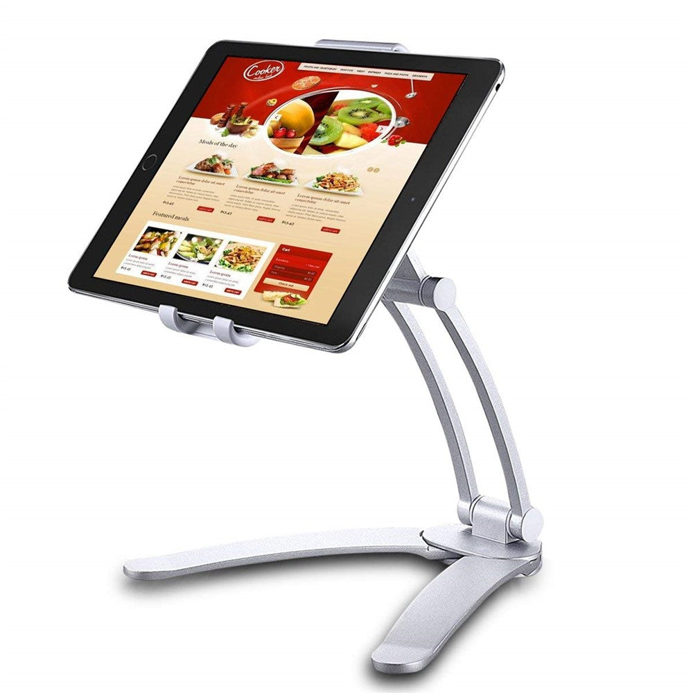 2-in-1 Desktop/Wall Mount Adjustable Tablet Holder Aluminum Kitchen Tablet Stand Bracket for iPad 2018/iPad Pro/iPad Mini