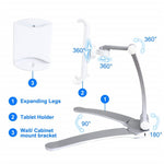 2-in-1 Desktop/Wall Mount Adjustable Tablet Holder Aluminum Kitchen Tablet Stand Bracket for iPad 2018/iPad Pro/iPad Mini