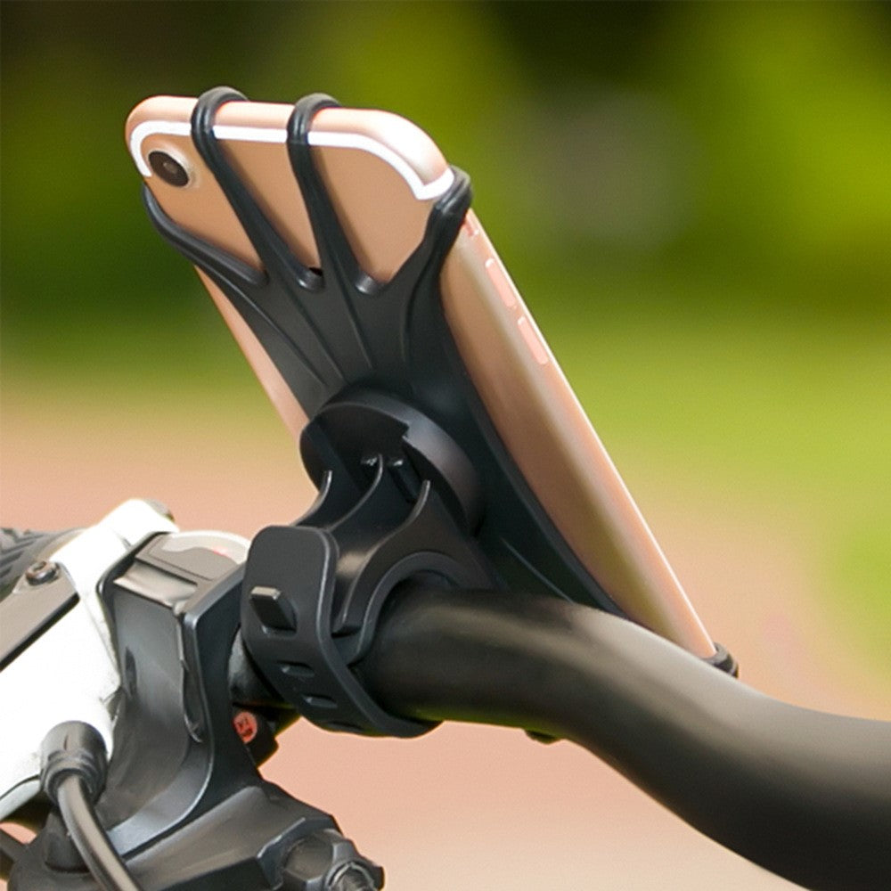 Universal Free Rotating Stretchable Silicone Phone Mount Bicycle Handlebar Cellphone Holder for 4-6 inch Cellphone GPS