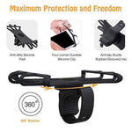 Universal Free Rotating Stretchable Silicone Phone Mount Bicycle Handlebar Cellphone Holder for 4-6 inch Cellphone GPS