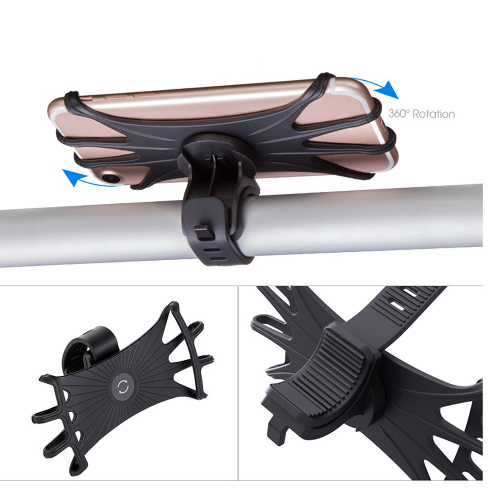 Universal Free Rotating Stretchable Silicone Phone Mount Bicycle Handlebar Cellphone Holder for 4-6 inch Cellphone GPS