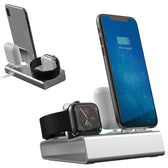 3-in-1 Aluminum Alloy Desktop Holder Charger Dock Charging Stand for Apple Watch + AirPods + Phone