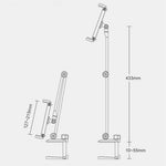 Long Arm Rotating Aluminum Alloy Stand Height/Angle Adjustable Bracket for 4.7-12.9 inch Mobile Phones and Tablets