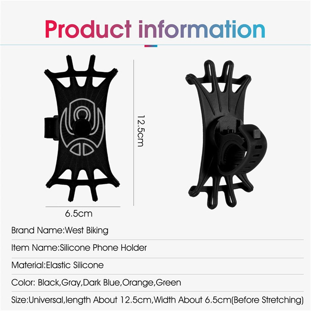 WEST BIKING Silicone Bicycle Phone Holder Motorcycle Mobile Phone Stand Mount for iPhone Samsung