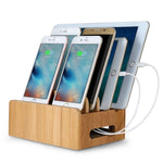 DCR-017 Bamboo Wood Desktop Phone Dock Station Charger Holder Cradle Stand Without Charger for iPhone iPad
