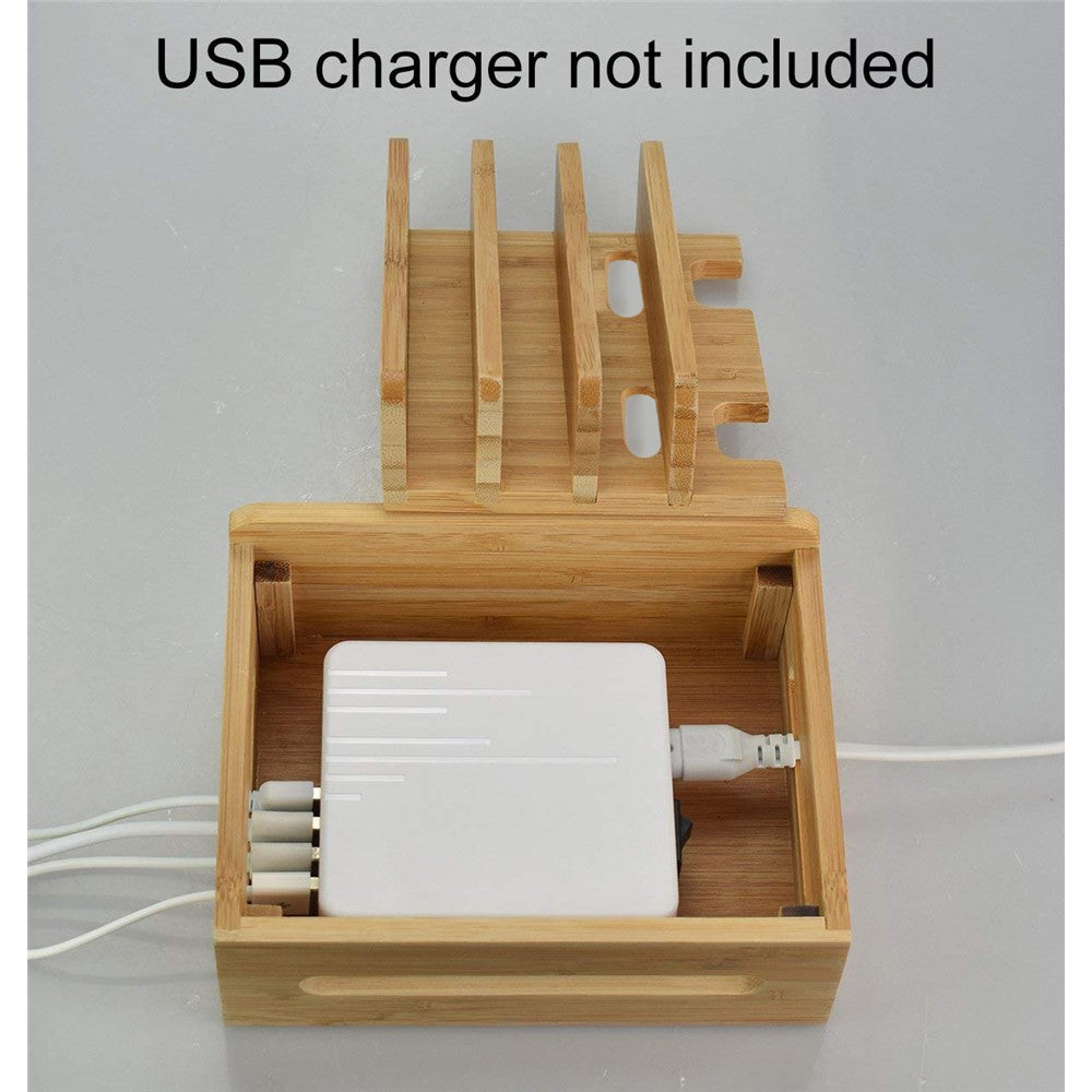 DCR-017 Bamboo Wood Desktop Phone Dock Station Charger Holder Cradle Stand Without Charger for iPhone iPad
