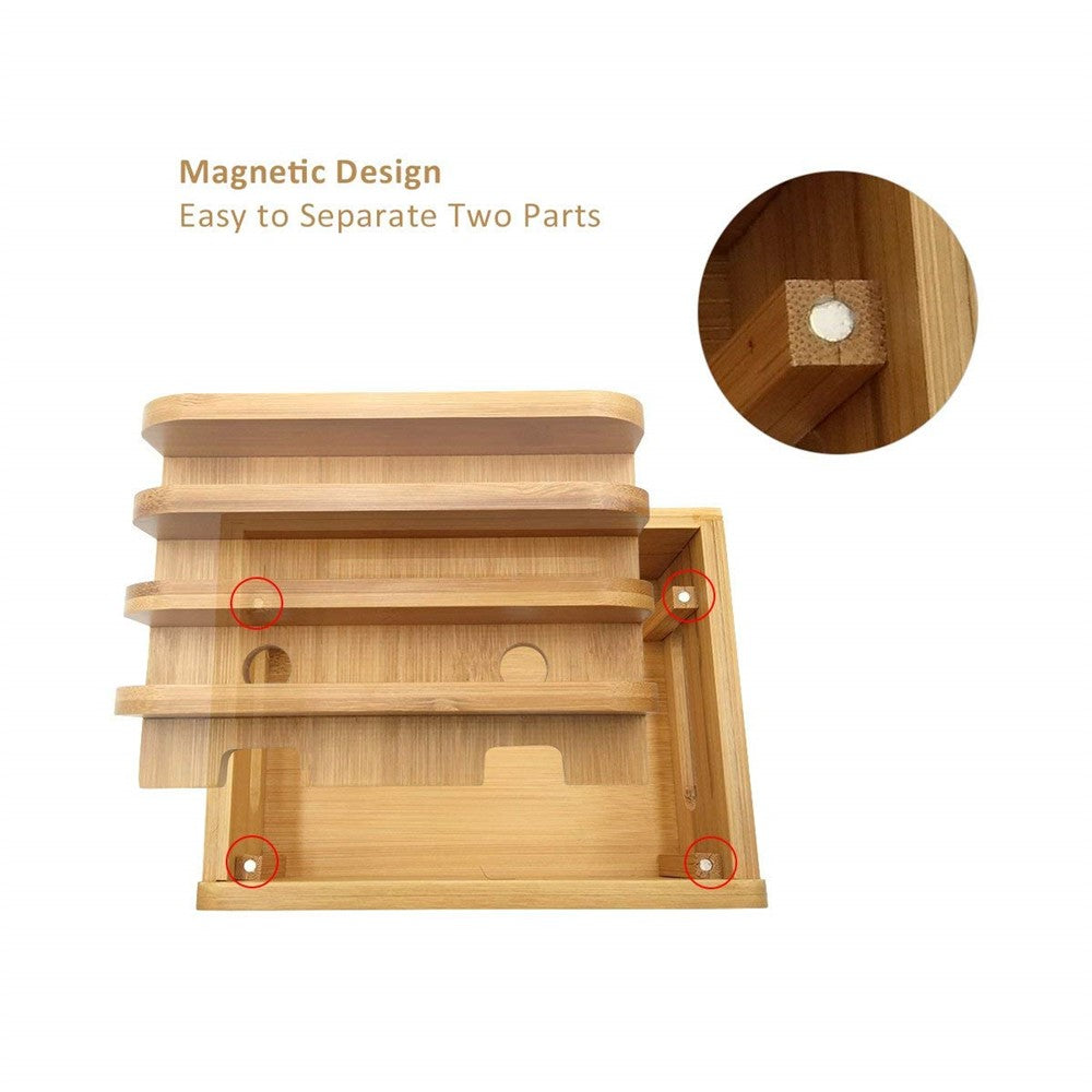 DCR-017 Bamboo Wood Desktop Phone Dock Station Charger Holder Cradle Stand Without Charger for iPhone iPad
