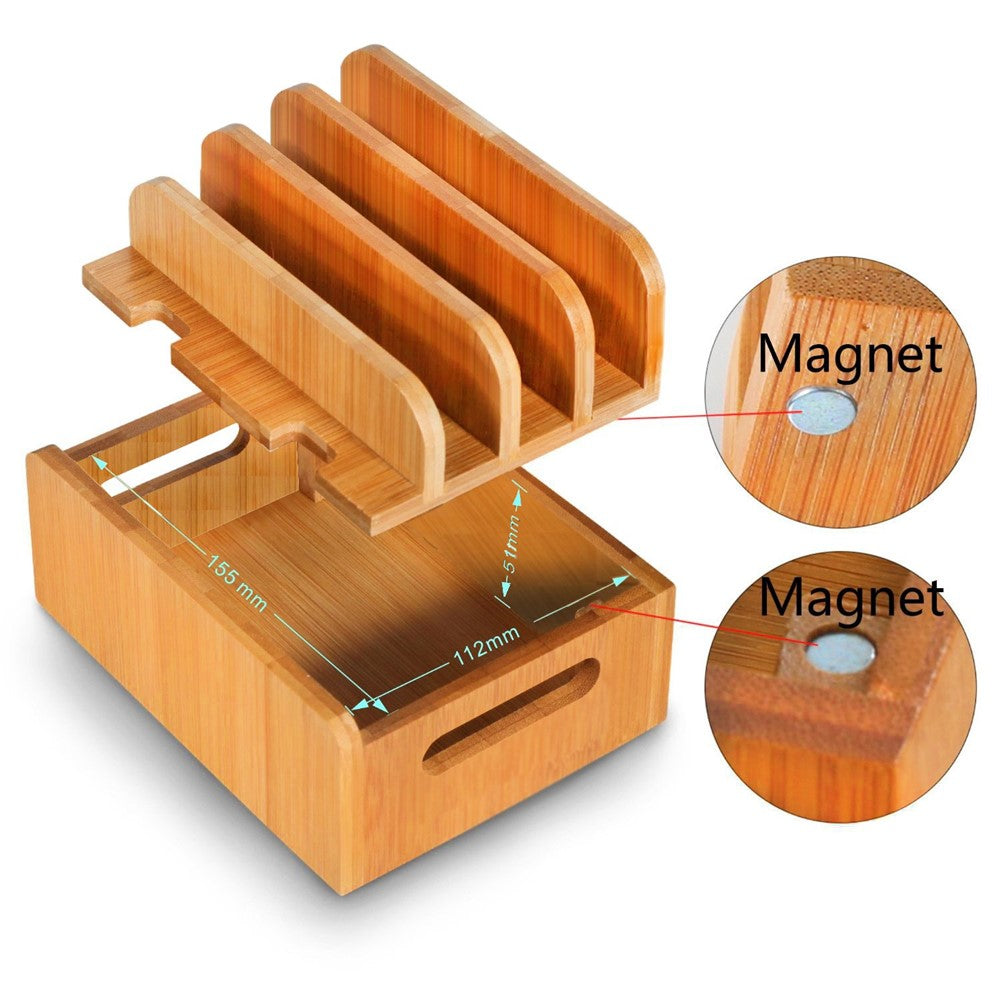 DCR-017 Bamboo Wood Desktop Phone Dock Station Charger Holder Cradle Stand Without Charger for iPhone iPad