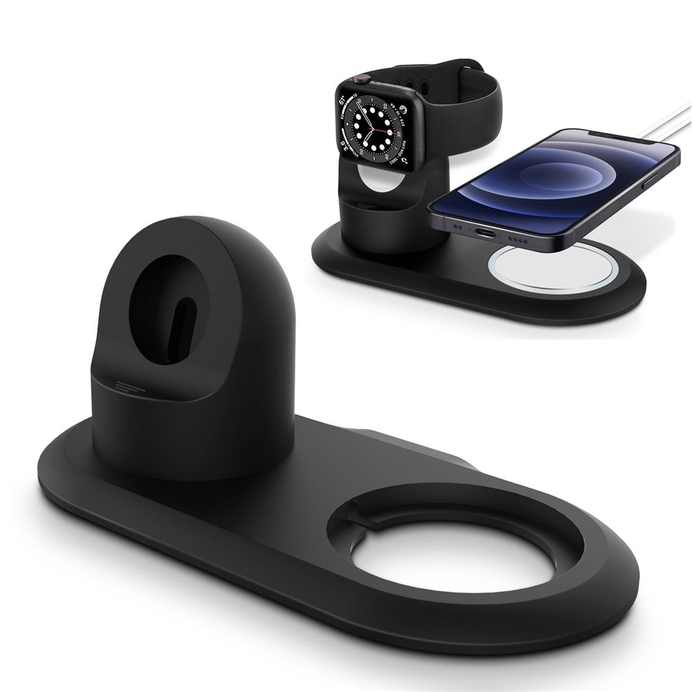 Opladerstativ i silikone med trådløs ladestation til Apple Watch/iPhone 12-serien