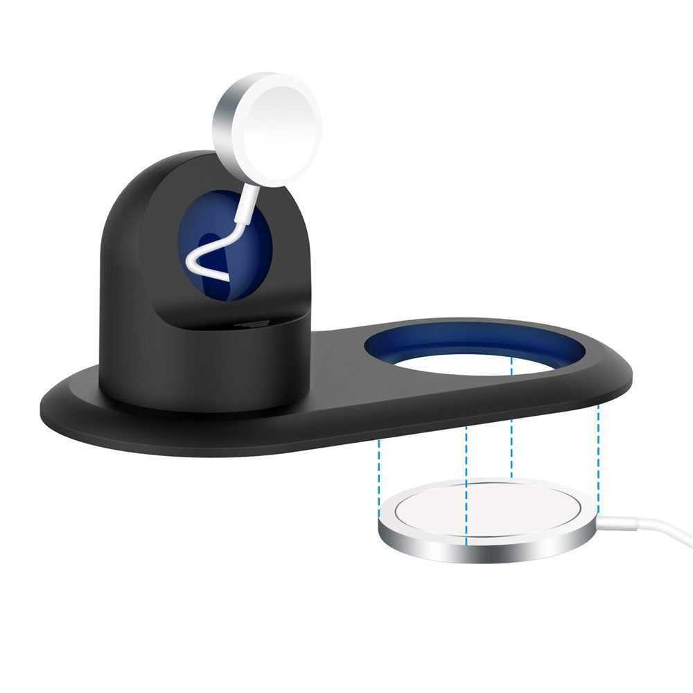 Opladerstativ i silikone med trådløs ladestation til Apple Watch/iPhone 12-serien