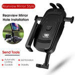 WEST BIKING MTB Bicycle Mobile Phone Holder Bike Rearview Mirror Mount Phone Stand Bracket