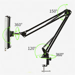 360 Degree Long Arm 3.5-10.6 inch Mobile Phone Tablet Holder Stand Bed Desktop Lazy Bracket
