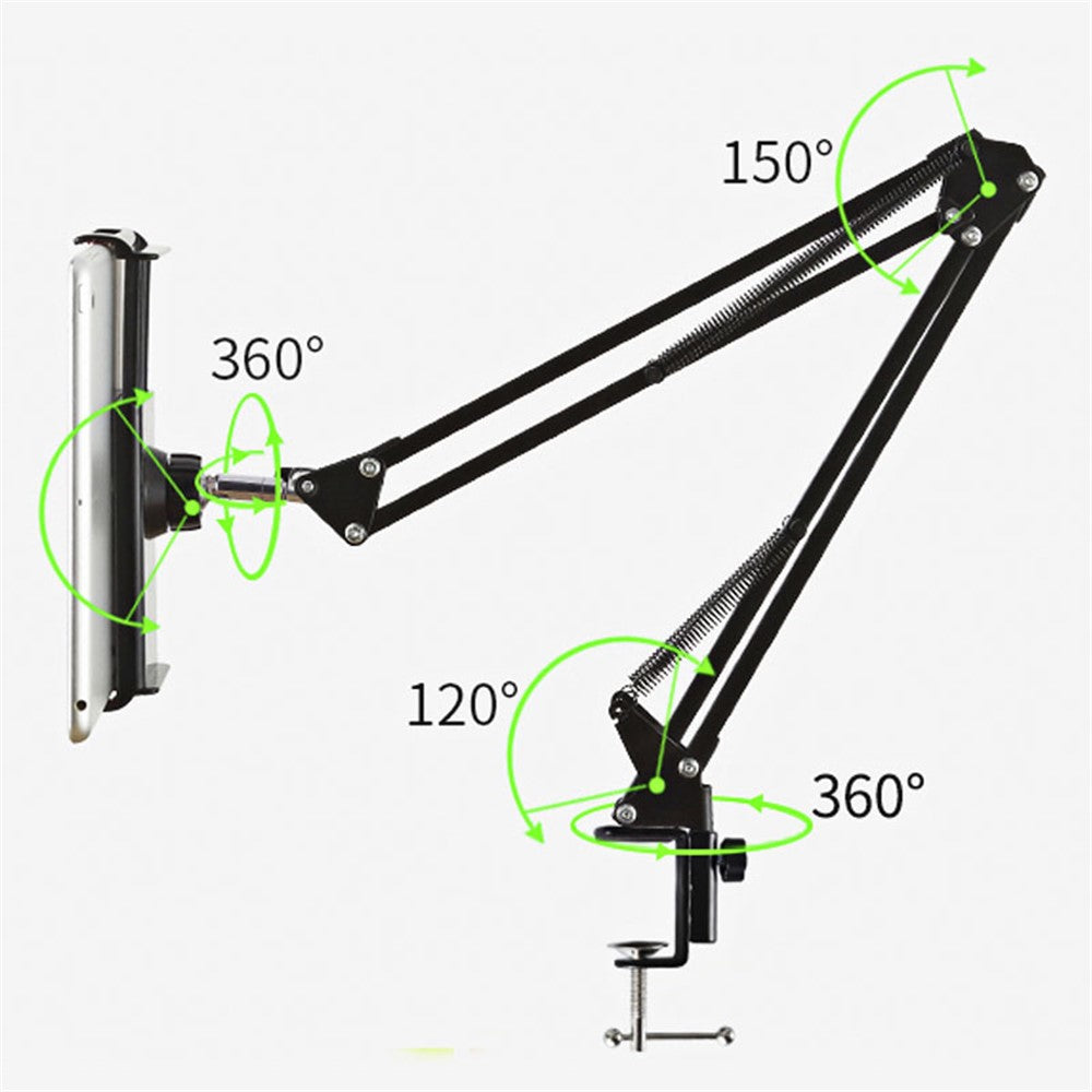 360 Degree Long Arm 3.5-10.6 inch Mobile Phone Tablet Holder Stand Bed Desktop Lazy Bracket
