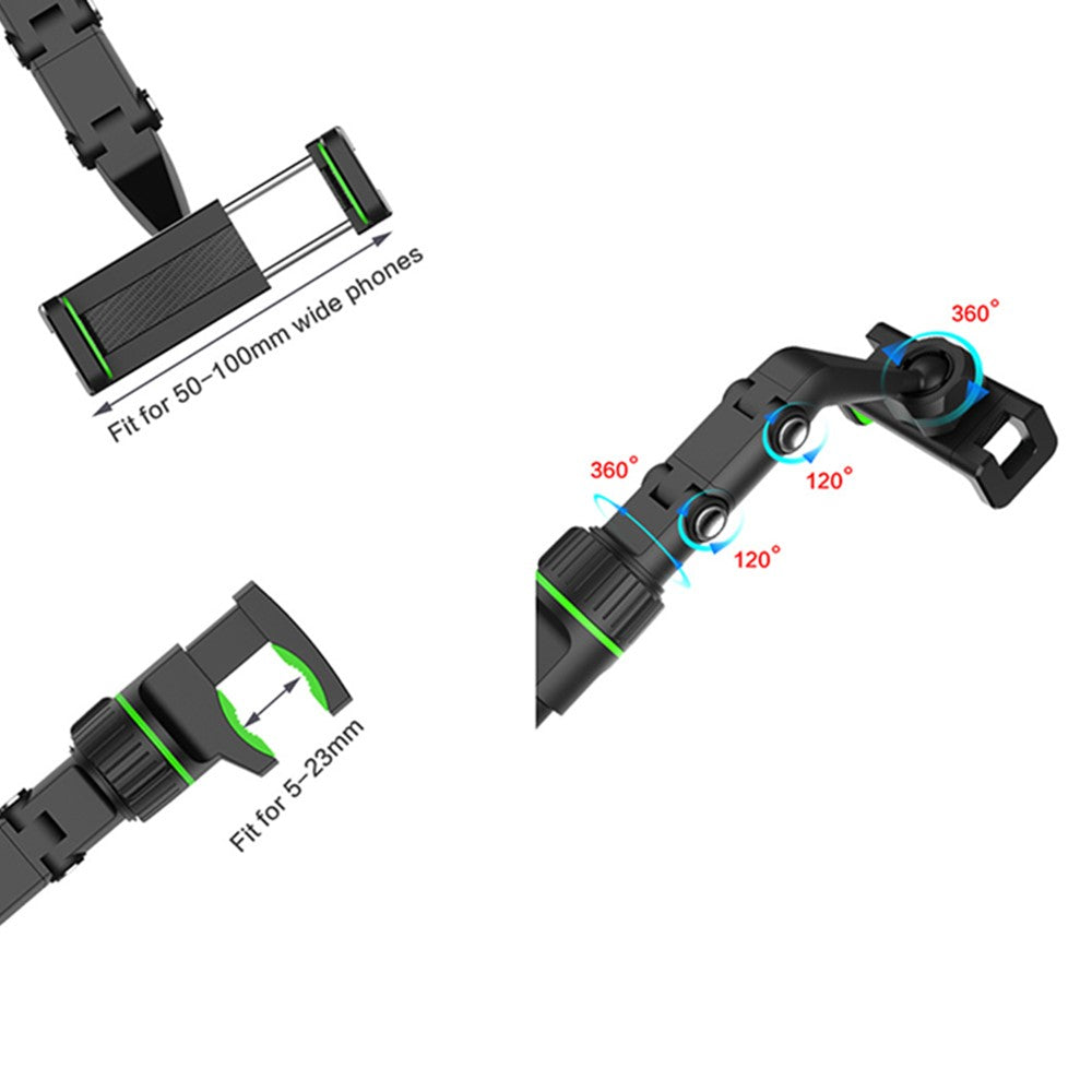 Multifunction Car Rearview Mirror Seat Back Mount Phone Holder Bracket Video Recording Stand Tool