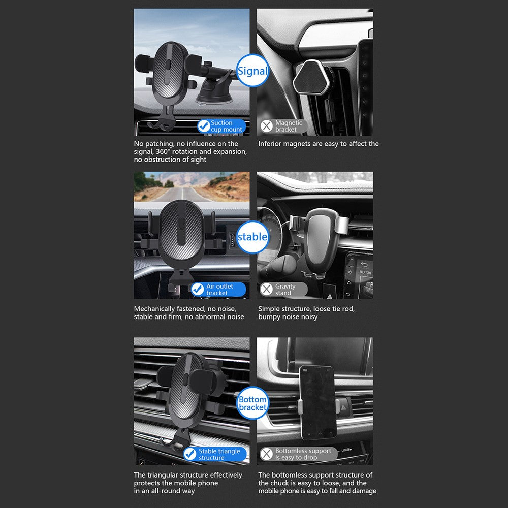 Car Windshield Dashboard Suction Cup Mount Telescopic Gravity Auto Clamp Phone Holder Stand