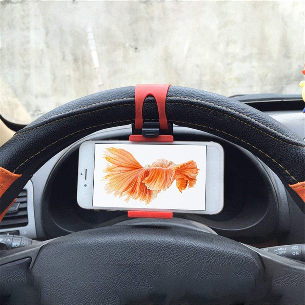 Car Phone Holder Steering Wheel Hanging Mount Mobile Phone GPS Clip Bracket