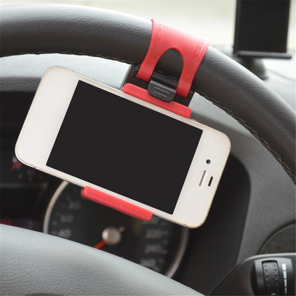 Car Phone Holder Steering Wheel Hanging Mount Mobile Phone GPS Clip Bracket