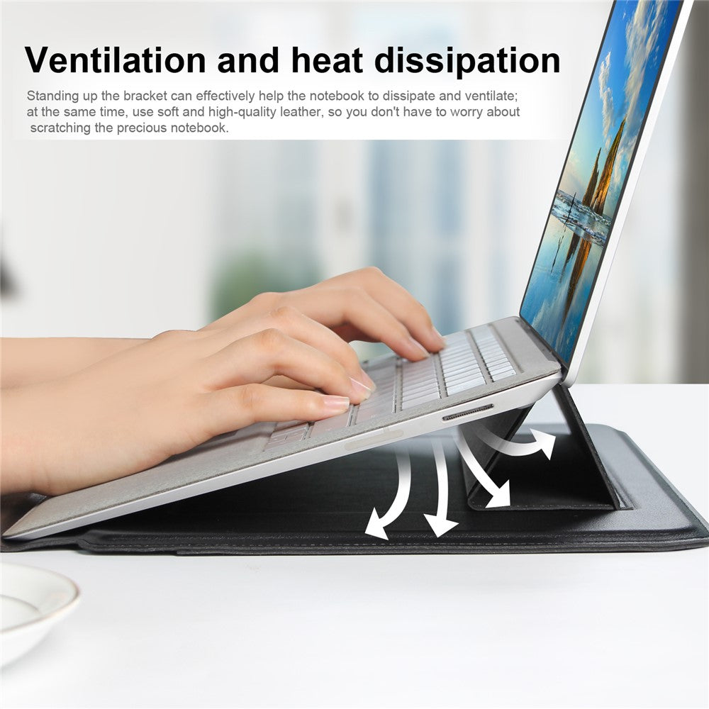 Stylish Waterproof PU Leather Notebook Sleeve Bag Laptop Horizontal Carrying Pouch for 15.4-inch Laptop