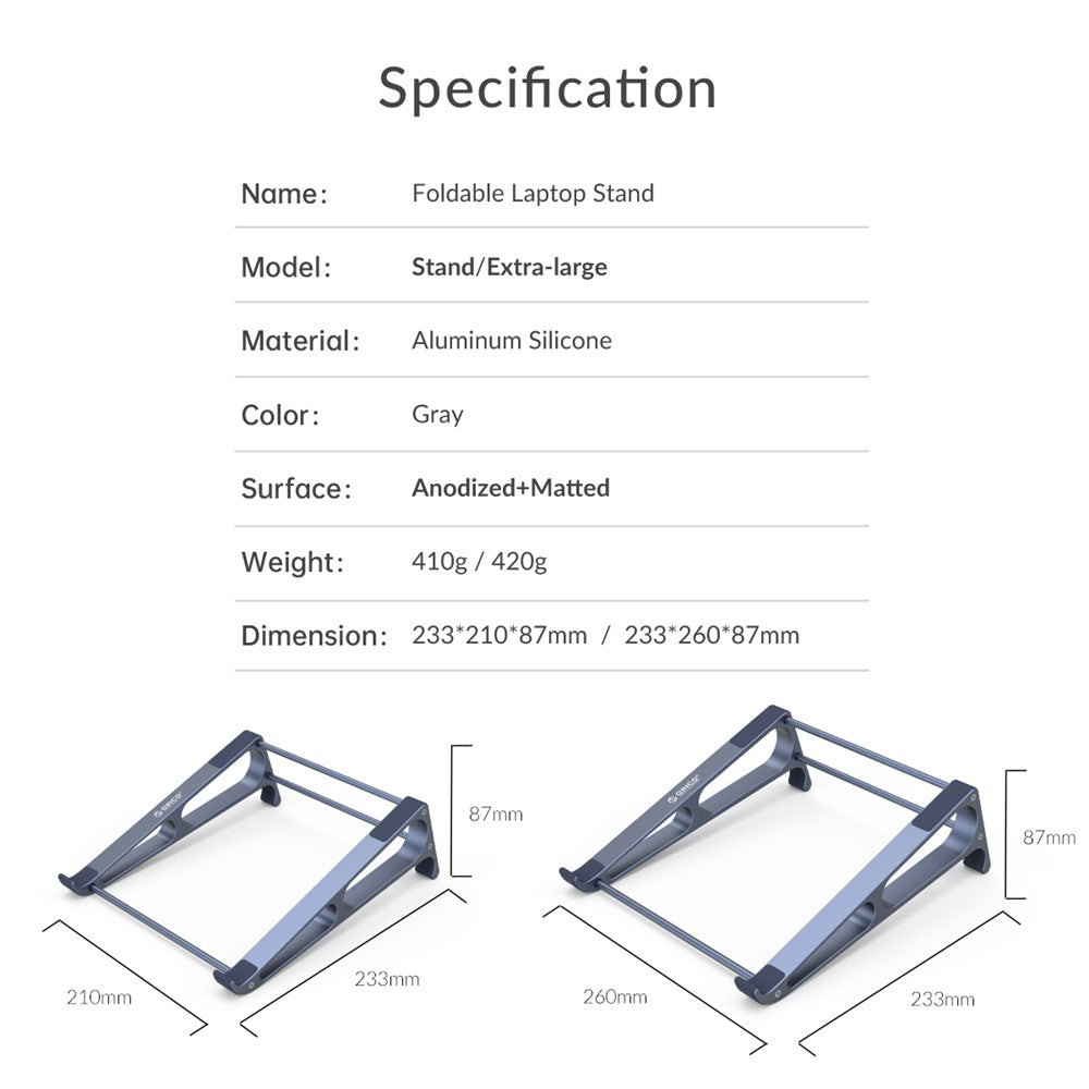 ORICO-MA13-GY-BP Ergonomics Desktop Notebook Holder Stand Aluminum Laptop Heighten Bracket