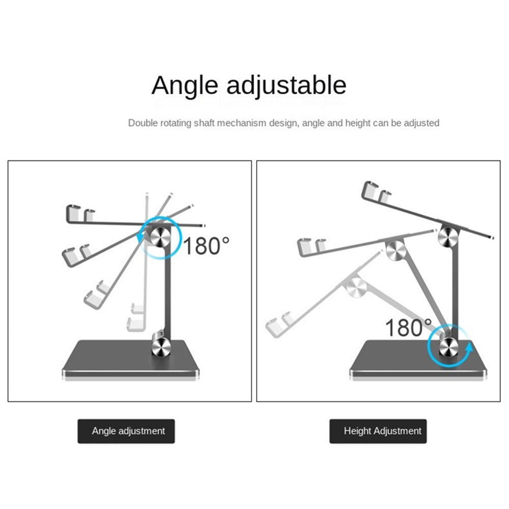 MT-134 Aluminum Alloy Adjustable Tablet Stand Desktop Anti-Slip Folding Tablet Holder