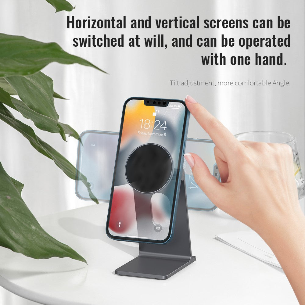 R-JUST SJ18 Universal Aluminium Alloy Desktop Phone Stand Holder Magnetic Tablet Phone Bracket
