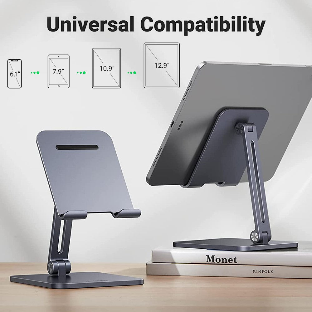 UGREEN 40393 Aluminum Folding Desk Tablet Stand for iPad Pro/Mini/Air/iPhone 13 Pro Max/Galaxy Tab A7/MatePad Non-Slip Adjustable Tablet PC Holder