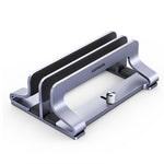 UGREEN 60643 Lodret Skrivebords Laptop Stand Dobbelt Slot Aluminium Tablet Holder til MacBook Air Pro PC Anti-ridse Justerbar Notebook Reol med Silikonepuder