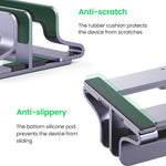 UGREEN 60643 Lodret Skrivebords Laptop Stand Dobbelt Slot Aluminium Tablet Holder til MacBook Air Pro PC Anti-ridse Justerbar Notebook Reol med Silikonepuder