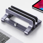 UGREEN 60643 Lodret Skrivebords Laptop Stand Dobbelt Slot Aluminium Tablet Holder til MacBook Air Pro PC Anti-ridse Justerbar Notebook Reol med Silikonepuder