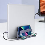 UGREEN 60643 Lodret Skrivebords Laptop Stand Dobbelt Slot Aluminium Tablet Holder til MacBook Air Pro PC Anti-ridse Justerbar Notebook Reol med Silikonepuder