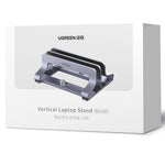 UGREEN 60643 Lodret Skrivebords Laptop Stand Dobbelt Slot Aluminium Tablet Holder til MacBook Air Pro PC Anti-ridse Justerbar Notebook Reol med Silikonepuder