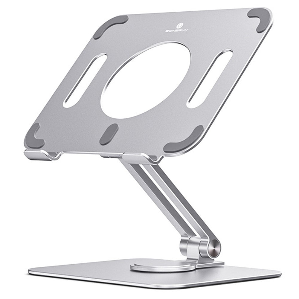BONERUY L04mini 360 graders roterende tabletholder i aluminiumslegering med hulrumsdesign og varmeafledning, sammenfoldelig holder til iPad