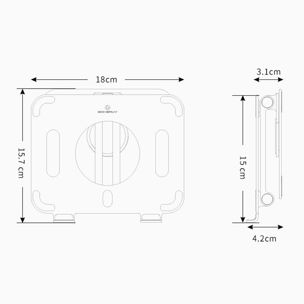 BONERUY L04mini 360 graders roterende tabletholder i aluminiumslegering med hulrumsdesign og varmeafledning, sammenfoldelig holder til iPad